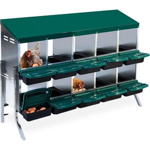 Coucheta Metal Nesting Boxes for Chickens, 8 Hole Roll Away Chicken Laying Boxes for Hens with Lid Cover, Protect Eggs, Easy Egg Collection & Clean - 1 of 4
