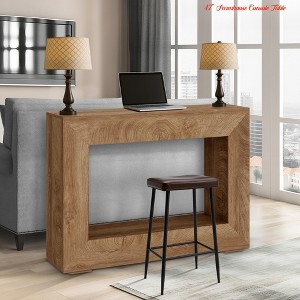 Hallway 47" Farmhouse Console Table, Rustic Minimalist Vintage Entryway Table w/ Open Shelves - Wooden Storage Sofa Table Behind Couch - 1 of 4