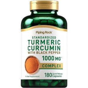 Piping Rock Turmeric Curcumin with Black Pepper 1000mg | 180 Capsules - 1 of 4