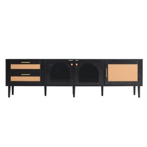 ChicFurnit TV Stands and Consoles Entertainment Center with Storage Cabinets TV Stand Media Console for Living Room, Black, 70.8"*15.7"*19.6" - 1 of 4