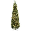 Pre-Lit Pencil Christmas Tree, Artificial Skinny Christmas Tree W/Metal Hinges & Base, Perfect for Indoor Shops Office and Holiday - 2 of 2