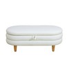 AndMakers White Cotton Oval Ottoman with Storage - 4 of 4