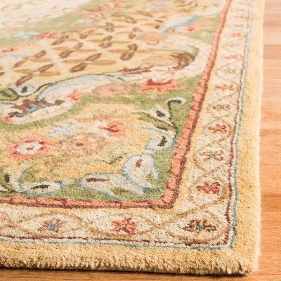 Handmade Taupe and Light Green Wool Tufted Area Rug 3' x 5'