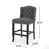 Kumasinova Counter Height Bar Stools Set of 2, Button-Tufted Diamond Stitch Wingback Stools, Counter Stools with Rubberwood Legs & Nailhead Accents - 2 of 4