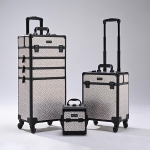 BYOOTIQUE Rolling Makeup Train Case on Wheels 3-Piece Hairdressing Brush Bags - 1 of 4