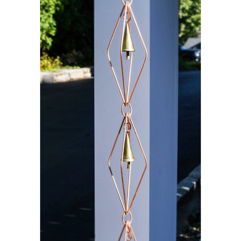 8.5ft Pure Copper Diamond Rain Chain with Bell - Good Directions, 5 of 9