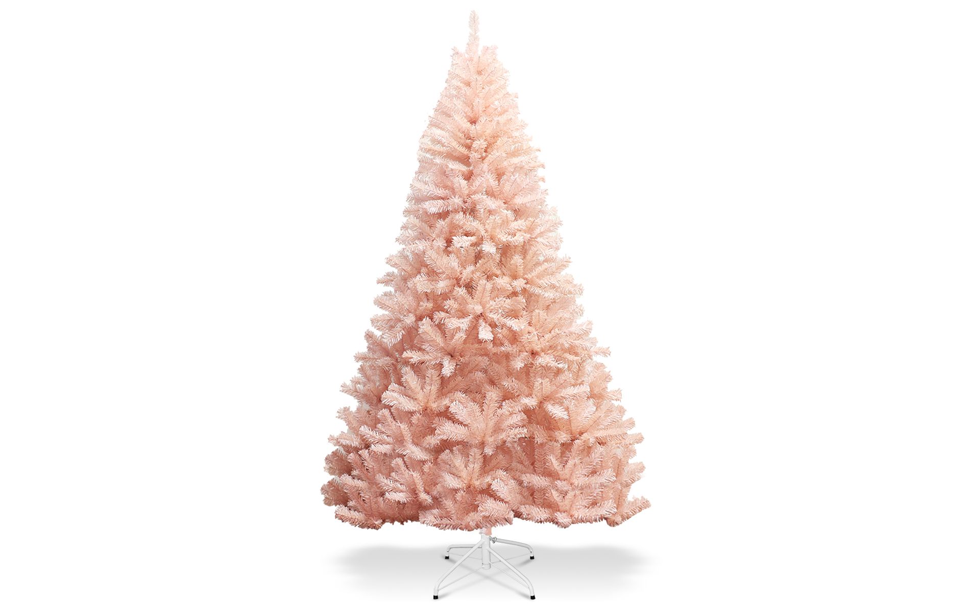 Costway 7ft Pink Artificial Christmas Tree Hinged Full Fir Tree Metal Stand