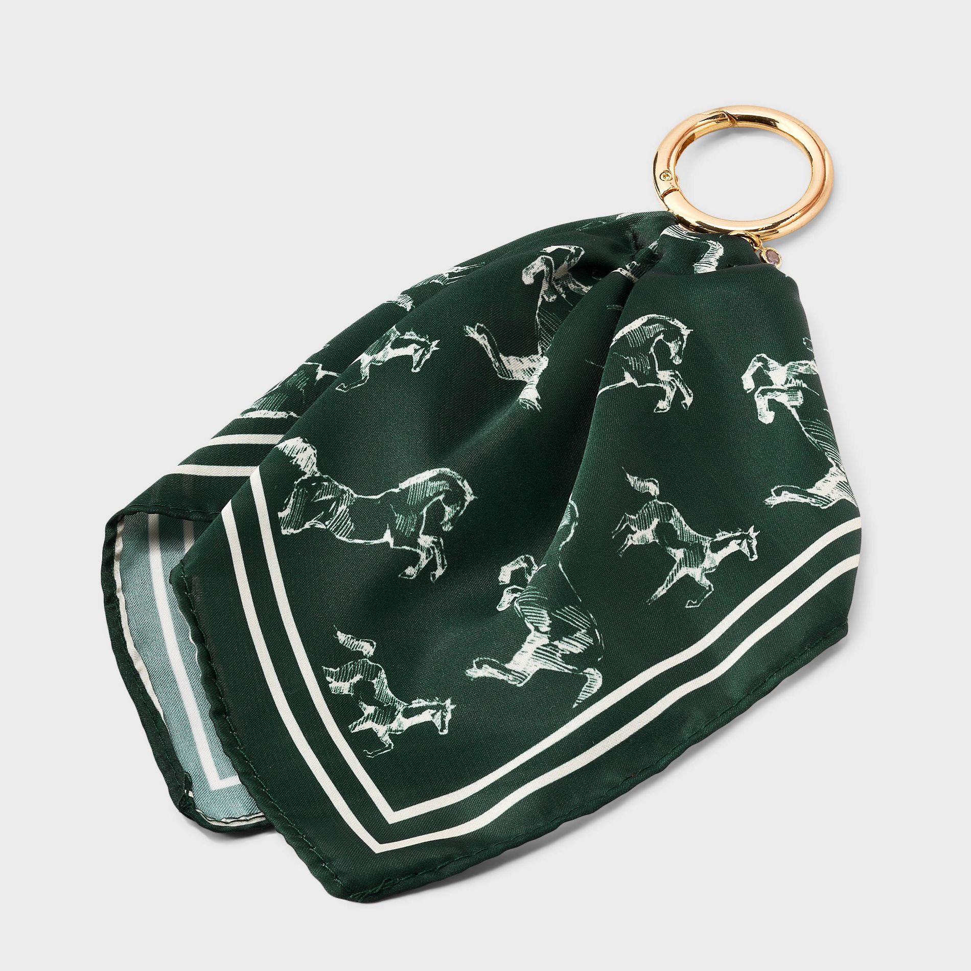 Horse Pattern Scarf Bag Charm - A New Day™ Dark Green