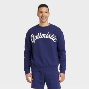 Men's Optimistic Crewneck Sweatshirt - Goodfellow & Co™ Navy Blue - 1 of 3