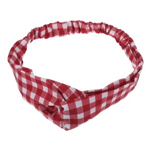 Unique Bargains Women's Fashion Plaid Pattern Cross Elastic Hairband 1 Pc - 1 of 4