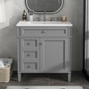 SeaCamel 30" Single Sink Bathroom Vanity - Modern Storage Cabinet with 2 Drawers & Tip-out Drawer - 2 of 4