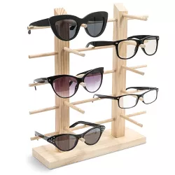 Juvale 10 Pair Sunglasses Display Stand, Wooden Eyewear Holder Organizer for Multiple Glasses, 13.5 x 14 Inches