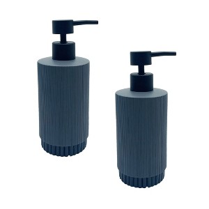 Cameo Countertop Soap/Lotion Dispenser, Rust-Proof Stainless Steel Pump,, Non-Slip Silicone Feet - Grey/Black Marble - 1 of 4