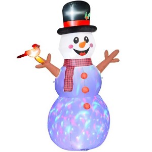 QingMoon 7.9 FT Christmas Inflatables Snowman with Branch Hands, Holiday Blow Up Decorations with Rotating Colorful LED Light for Lawn, Garden - 1 of 4