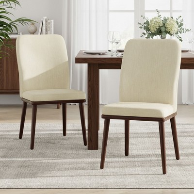 Ora Maison Medieval Style Dining Chairs Set, Upholstered Seat with Padded Cushion, Wooden Frame & Legs, Easy Assembly Accent Chairs for Dining Room