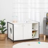 PawHut Wooden Cat Litter Box Enclosure, Multipurpose Anti-Tracking Pet Kitten House, Indoor End Table with Double Doors & Storage Shelves - 2 of 4