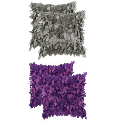 Unique Bargains Solid Color 3D Sequins Leaf Indoor Outdoor Throw Pillow Covers 4 Pcs