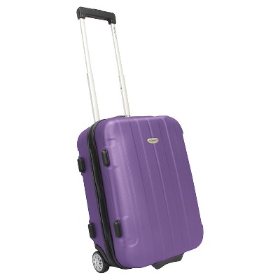 purple rolling suitcase