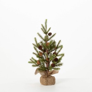 18"H Sullivans Small Pinecone Tree In Burlap, Green - 1 of 3