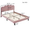 Full/Queen Size Velvet Upholstered LED Bed Frame with Elegant Flowers Headboard, Pink 4S - ModernLuxe - 3 of 4