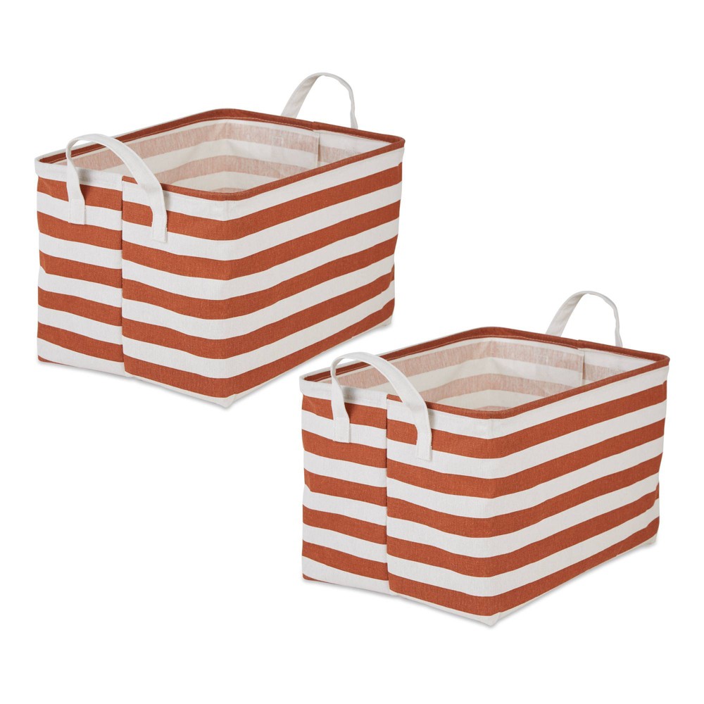 Photos - Laundry Basket / Hamper Design Imports Set of 2 Rectangle XL 12.5 x 17.5 x 10.5 Pe Coated Cotton P