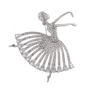 Anna-Kaci Rhinestone Ballet Dancer Brooch Fashion Crystal Silver Tone Brooch Pin - 1 of 4