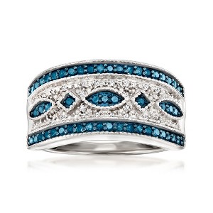 Ross-Simons 0.50 ct. t.w. Blue and White Diamond Ring in Sterling Silver - 1 of 4