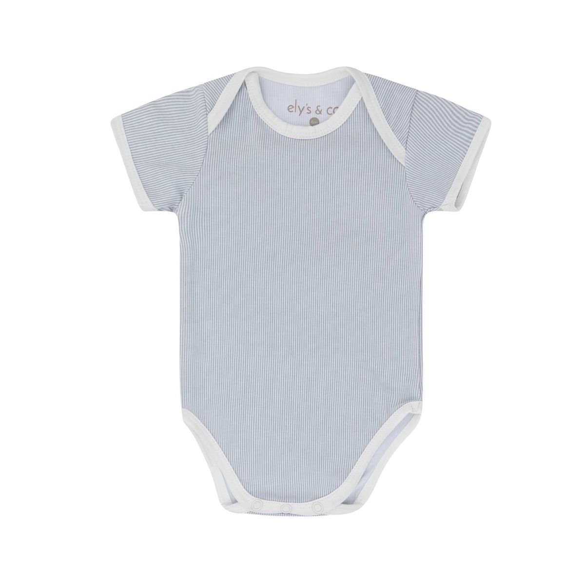 Ely's & Co. Cotton Baby Boy Short Sleeves Bodysuits-Undershirts Blue - 3 Pack, Stripes, Diamonds, Dragonfly - thumbnail 4