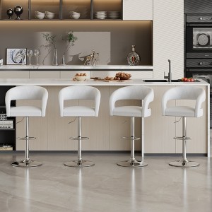 VECELO Bar Stools Swivel Adjustable Modern Pu Leather Barstools Set of 2/4, Counter Bar Stools with Back and Armrest for Bar or Kitchen - 1 of 4