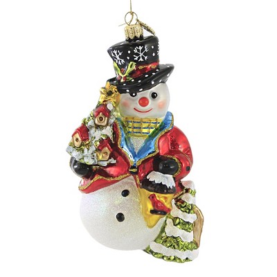 Huras 6.75" Birds Best Friend Snowman Ornament Cardinal Birdhouse  -  Tree Ornaments