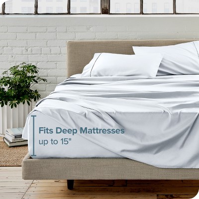 Twin XL White Hydro-Brushed Microfiber Sheet Set with Dual Pockets