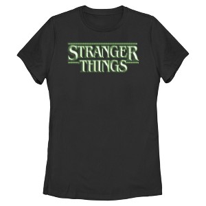 Womens Stranger Things Green Game Glitch Logo T Shirt - 1 of 4