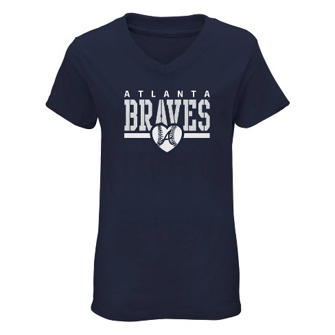 MLB Atlanta Braves Youth Girls' Henley Team Jersey - XS