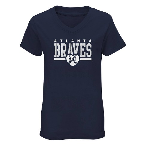 MLB Atlanta Braves Girls' V-Neck T-Shirt - S