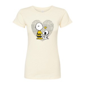 Women's - Peanuts - Charlie Snoopy Dot Heart Fitted Graphic T-Shirt - 1 of 4