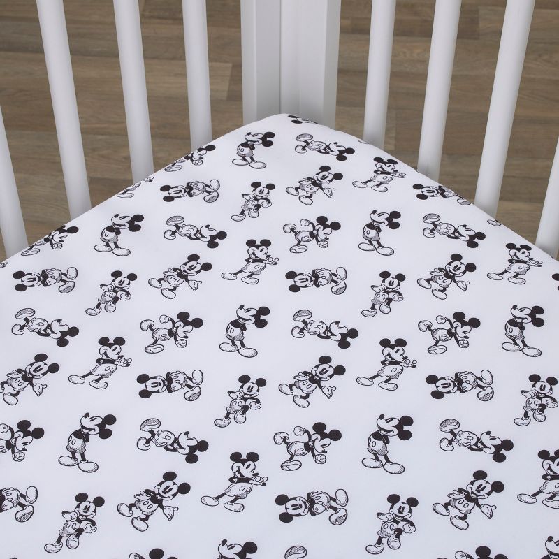 Disney Mickey Mouse - Timeless Mickey White and Black Fitted Crib Sheet, 2 of 6
