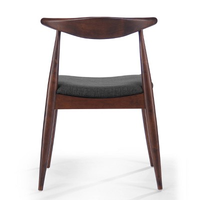 Set of 2 Charcoal Upholstered Walnut Wood Side Chairs