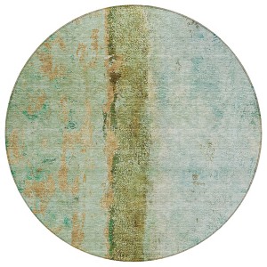 Olive Green And Blue Abstract Washable Indoor Outdoor Area Rug - 1 of 4