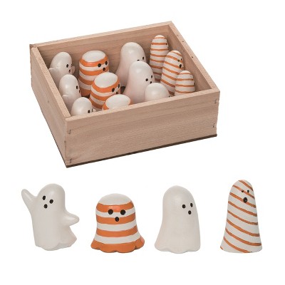 Resin Mini Ghost Figurines In Crate Set of 12