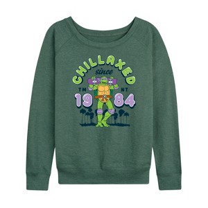 Women's - Teenage Mutant Ninja Turtles - Chillaxed Since 84 Lightweight French Terry Wide Neck Long Sleeve Shirt - 1 of 4