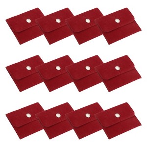 Unique Bargains Velvet Portable Earrings Bracelets Snap Button Jewelry Storage Bag 12 Pcs - 1 of 4