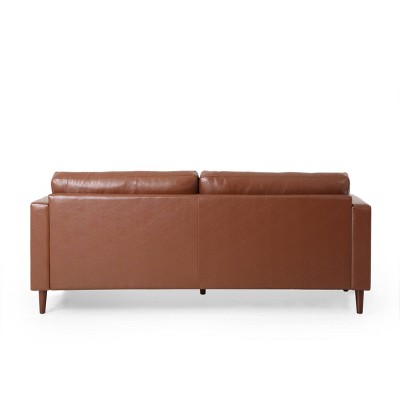 Cognac Brown Faux Leather Tufted 3-Piece Sofa and Club Chair Set