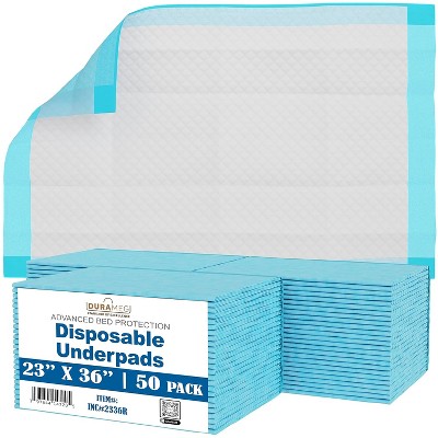 Image of Durameg Chucks Pad Disposable Underpads 23x36 | [50 Pack] Absorbent Bed & Pee Pads for All Ages | Leak-Proof & Protective.  Babies, kids, adults, pets