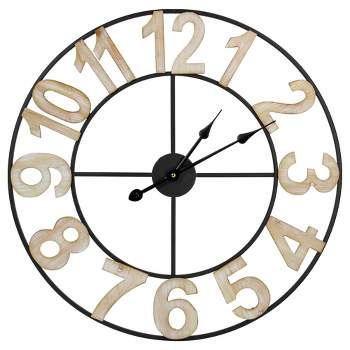 Northlight 24" Metal Framed Battery Operated Round Wall Clock with Block Numbers