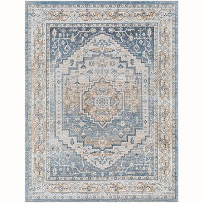 Mark & Day Emmett Washable Woven Indoor Area Rugs Navy Blue