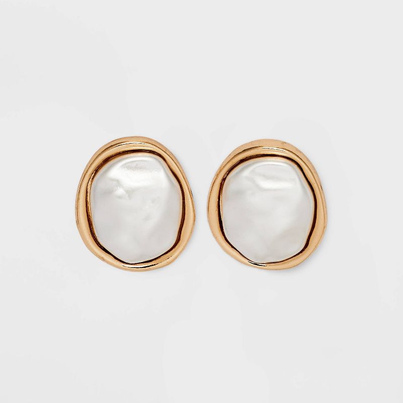Pearl Cabochon Stud Earrings - A New Day&#8482; Gold, 1 of 8