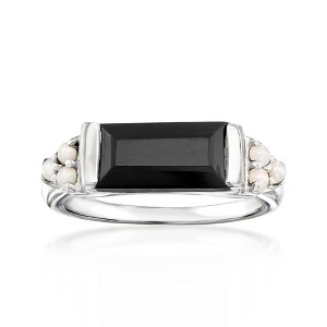 Ross-Simons Onyx Ring With 1.5-2mm Cultured Pearls in Sterling Silver - 1 of 4
