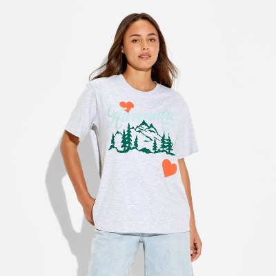 Women's Adventure Oversized Short Sleeve Graphic T-Shirt - Heather Gray