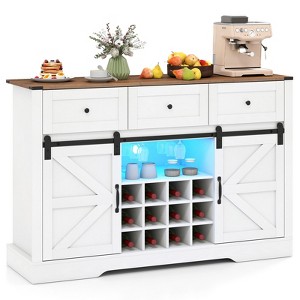 Tangkula Wine Bar Cabinet w/LED Lights & Doors Coffee Station w/ Adjustable Shelves Racks - 1 of 4