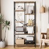 31.49 inches Width Split Level Vintage Storage Bookcase Tall Standing Metal Frame Open Display Racks - 3 of 4
